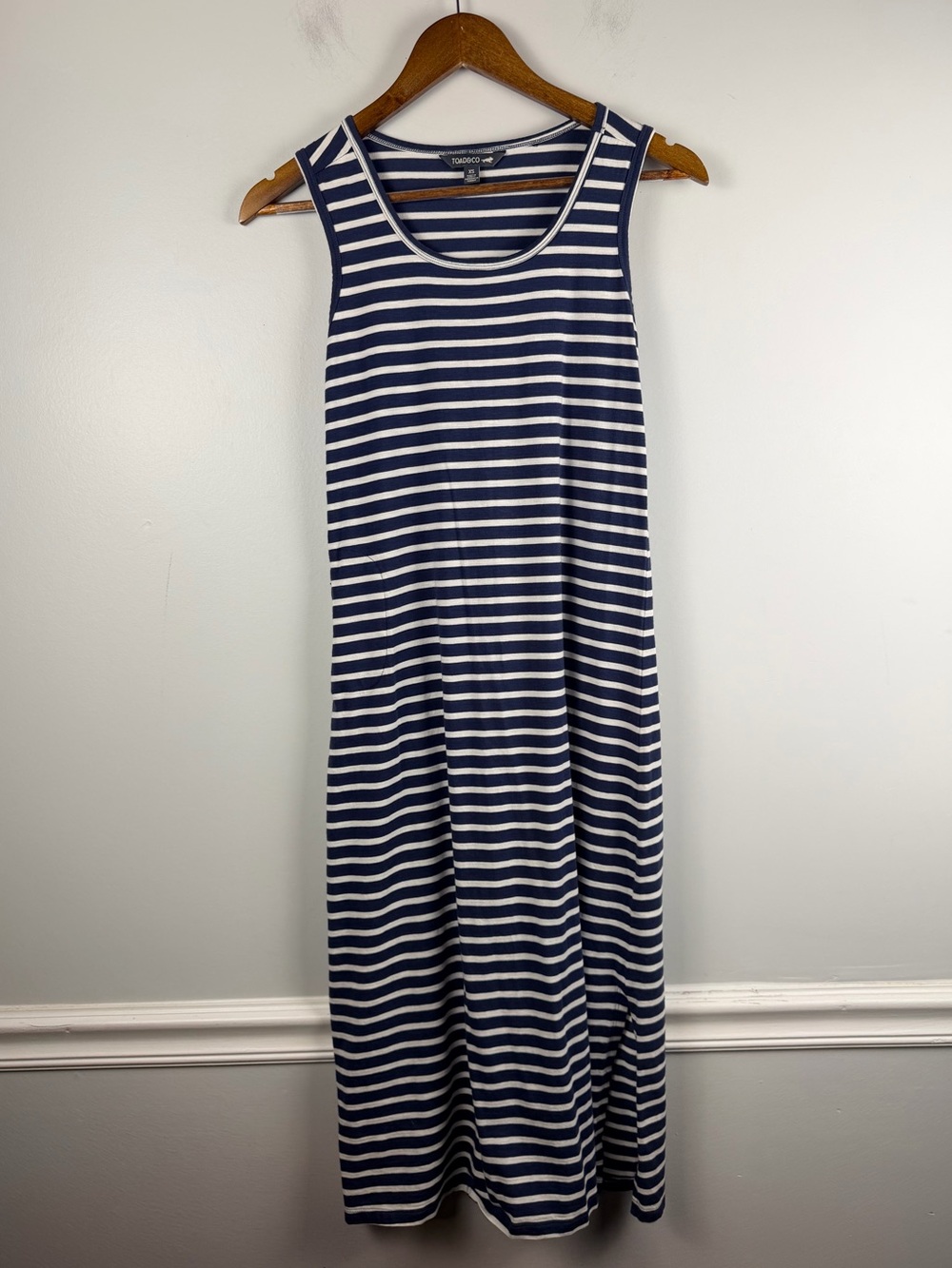 Toad&Co Samba Paseo Midi Dress Navy Stripe white size XS